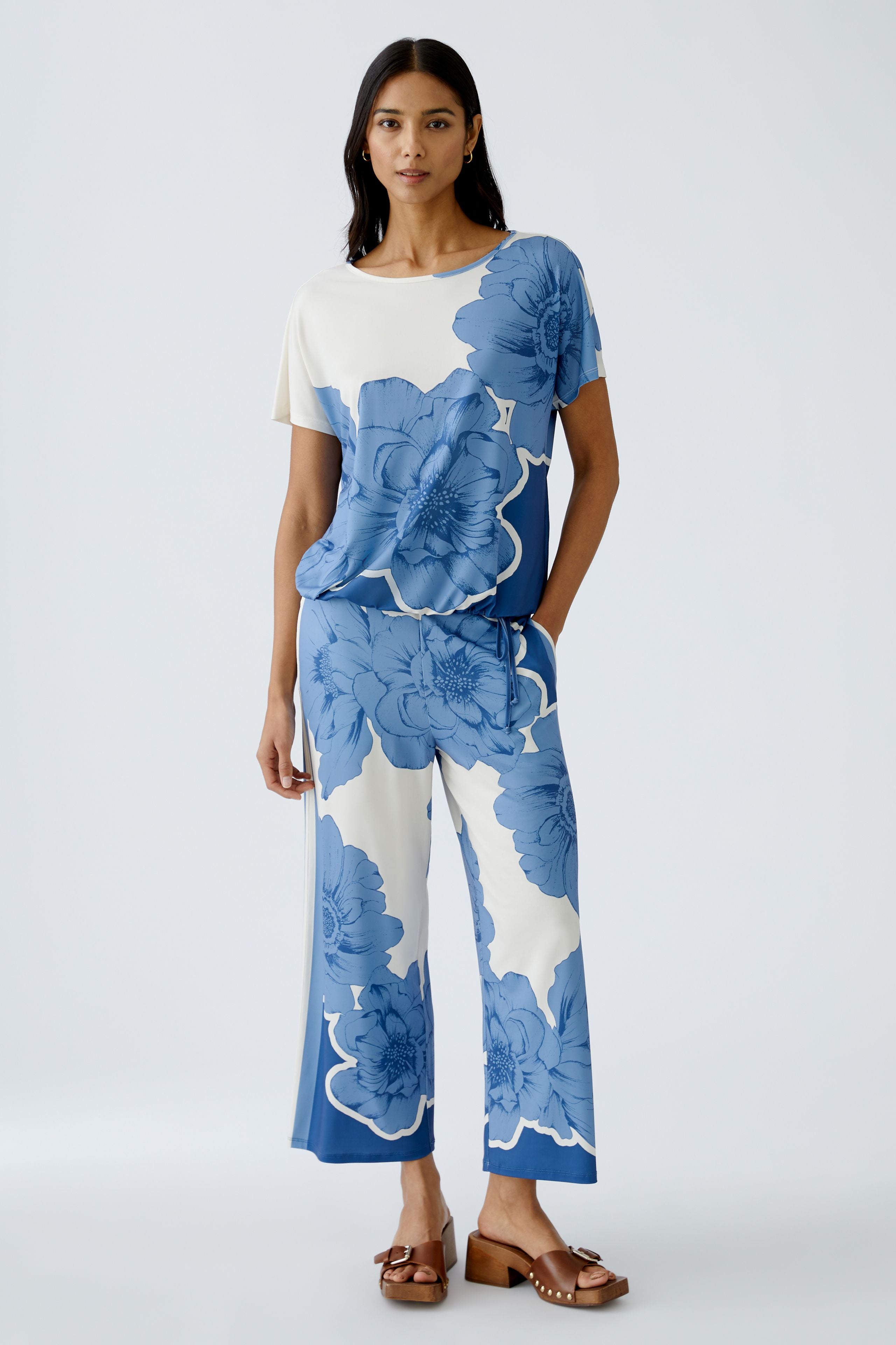 Floral Trousers - Blue/White