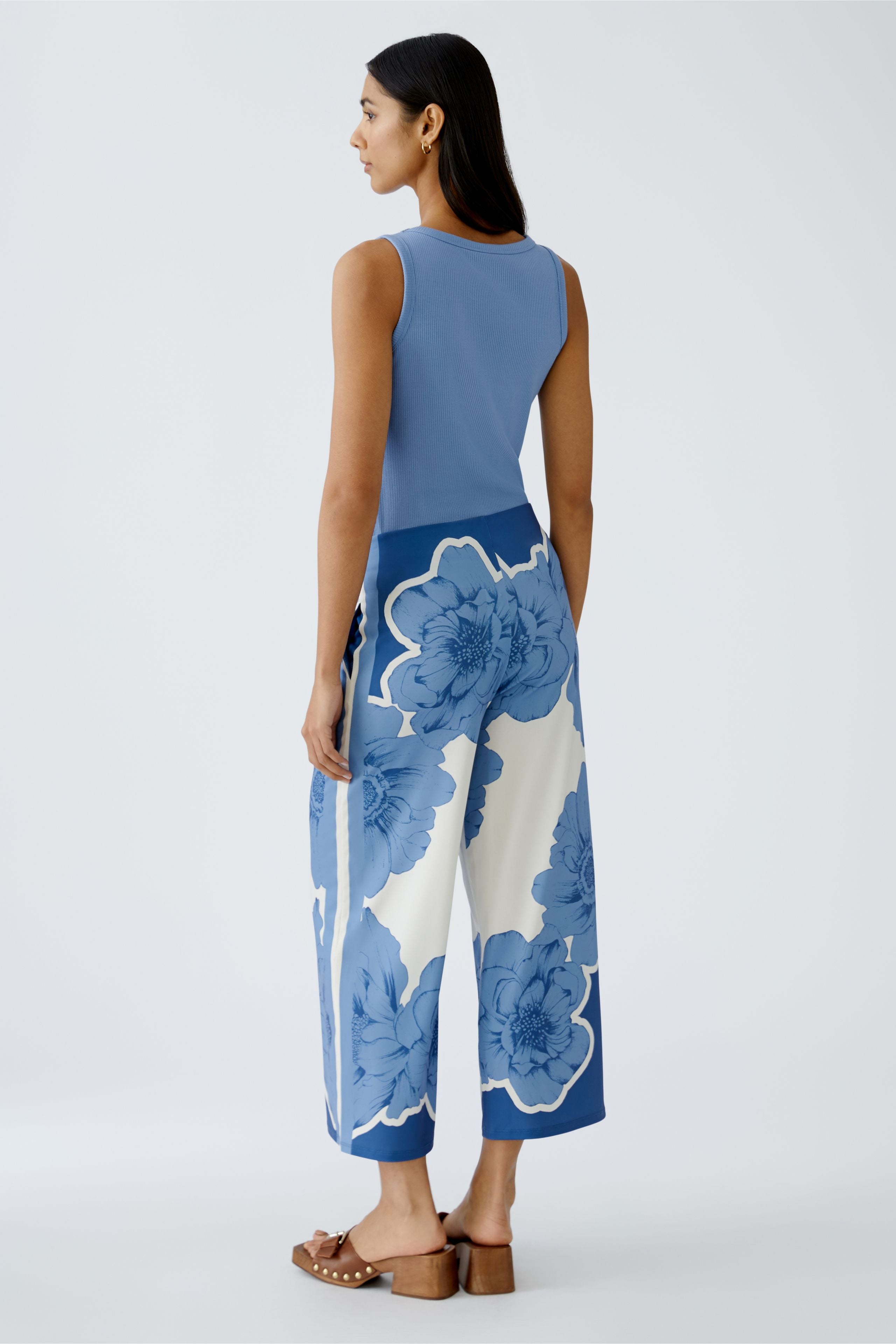 Floral Trousers - Blue/White