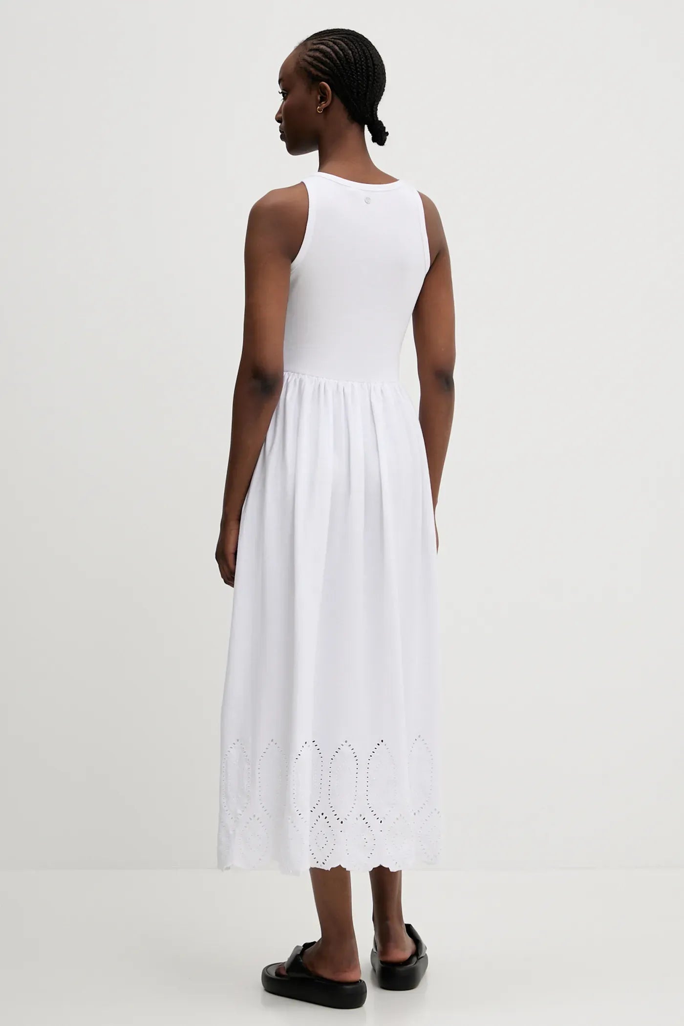 Ribbed Top Dress - White