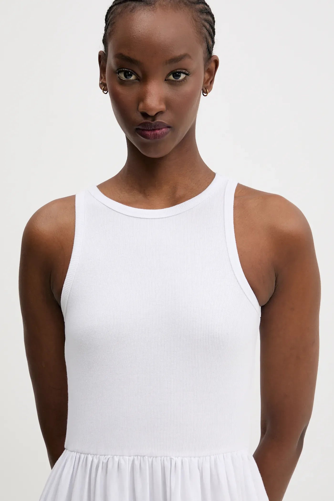 Ribbed Top Dress - White