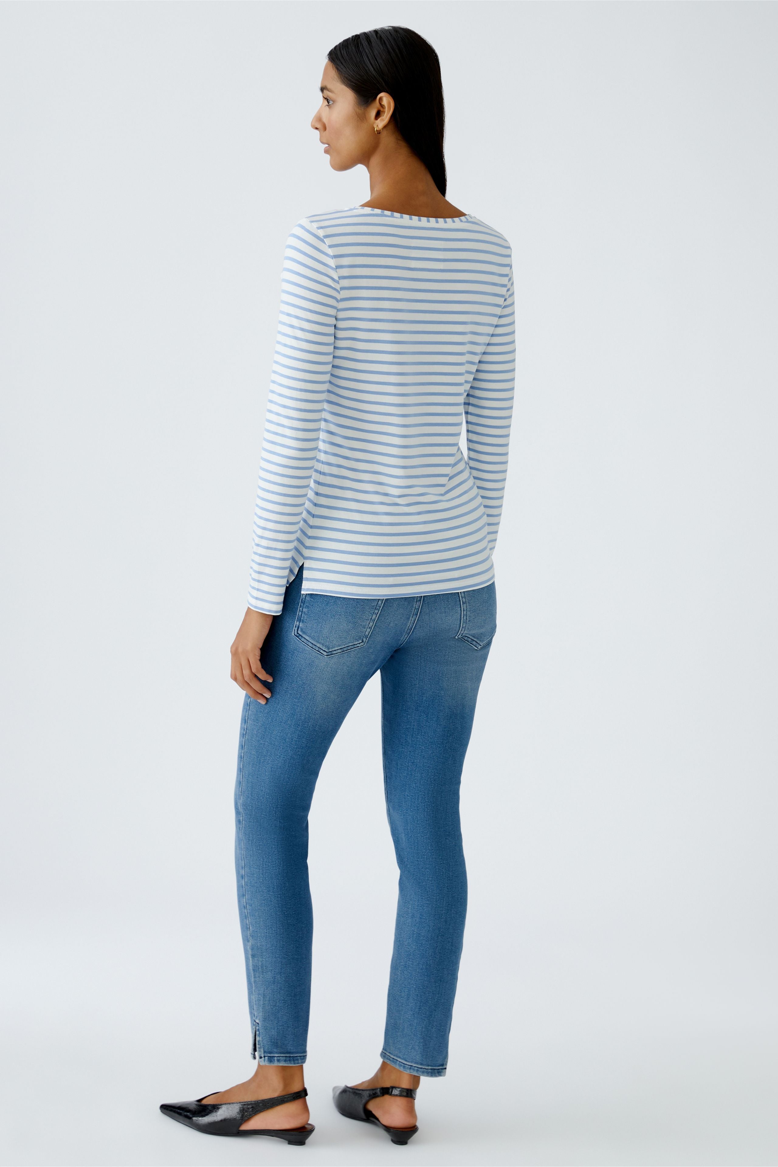 Striped Long Sleeve Top - Blue/OffWhite