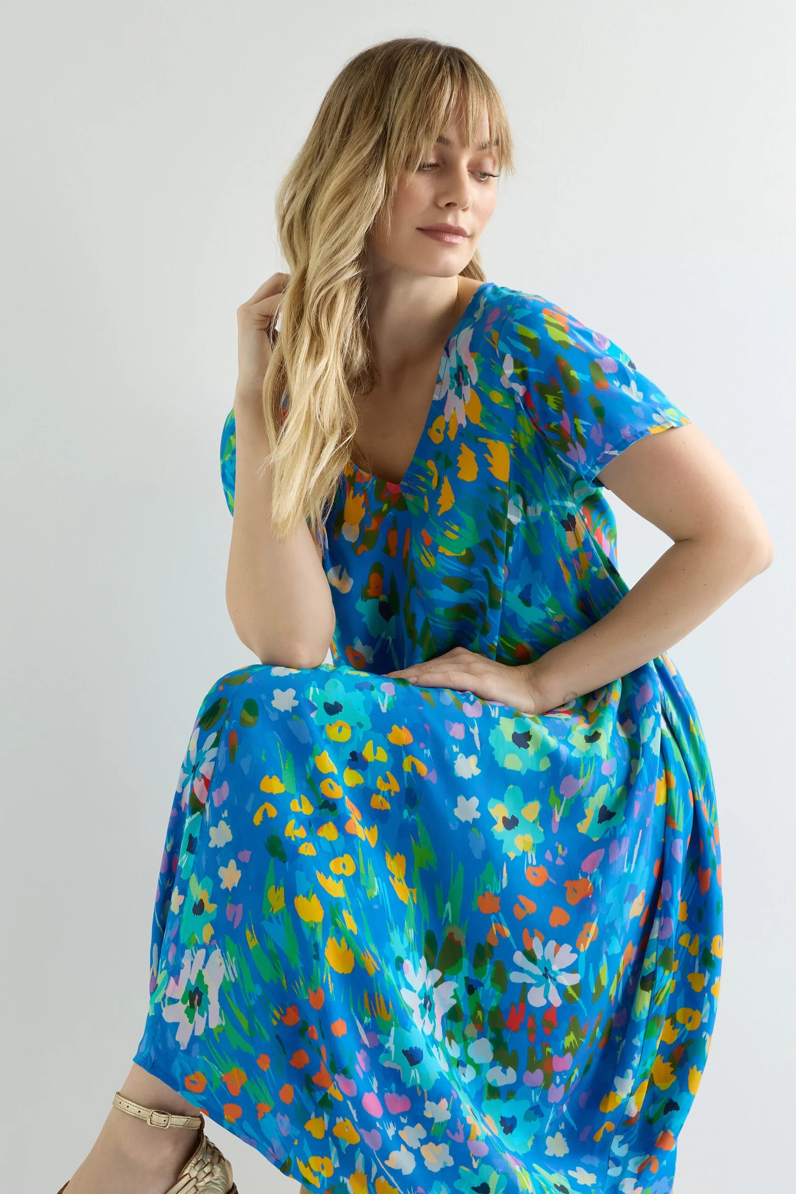 Abstract Painted Garden Dress - Multi